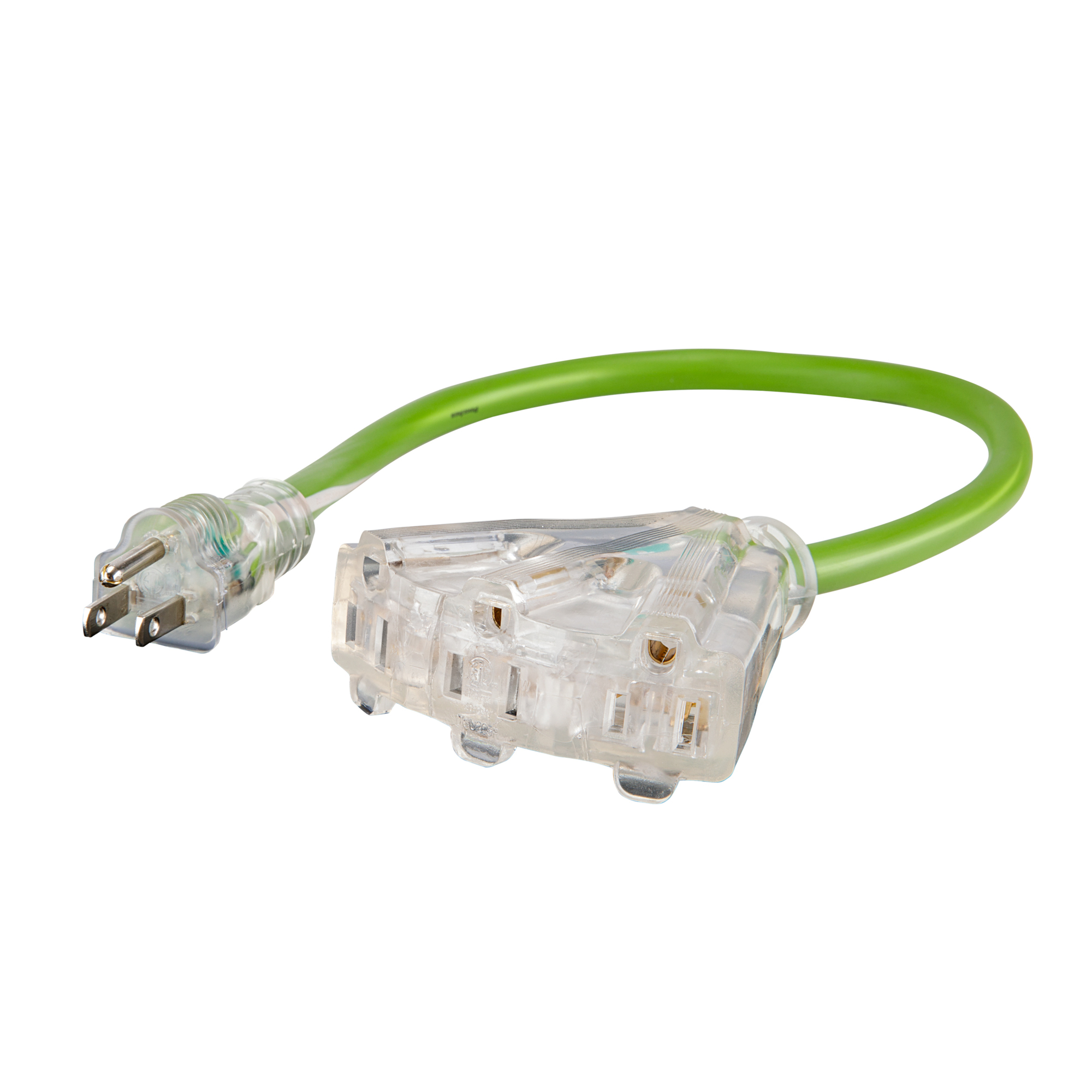 PowerSmith Tri-Tap Extension Cord — 2ft., 12-Gauge, Lighted End, Flame Retardant, Model# PEC123R-2T